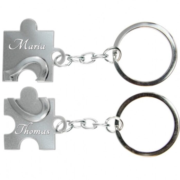 Geschenk Puzzle Schlüsselanhänger mit Gravur für Paare